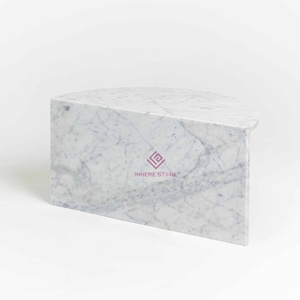 Calacatta <strong>White</strong> Marble Half Moon <strong>Table</strong>, Multifunctional Bespoke Design for <strong>Small</strong> and Large Spaces - Product Image 5