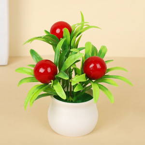 Planta artificial en maceta con forma de fruta de la suerte, 12x11cm, adorno de escritorio para decoración de Año Nuevo Chino, estilo bonsái. - Product Image 4