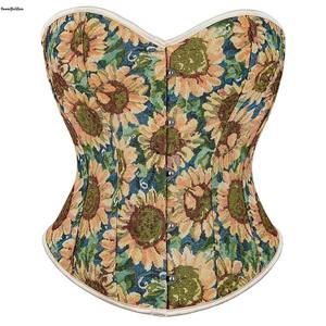 Tenues d'été Street Wear <span class=keywords><strong>Style</strong></span> Strapless Corset Lingerie Sun Flower Print Lace up Boned Corselet and Korset Women's Floral Top - Product Image 3