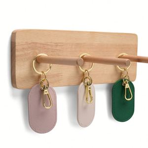 Custom PU Thread Pattern Key Chain Fashion Oval <b>Keyring</b> Accessories for Woman and <b>Man</b> Car Pendant - Product Image 3