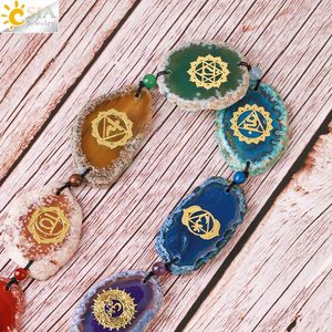 CSJA-Hoja de ágata de 7 Chakras, símbolo curativo, ventana de pared, <span class=keywords><strong>cristales</strong></span> de coche, adornos <span class=keywords><strong>colgantes</strong></span>, decoración <span class=keywords><strong>Feng</strong></span> <span class=keywords><strong>Shui</strong></span> K019, venta al por mayor - Product Image 5