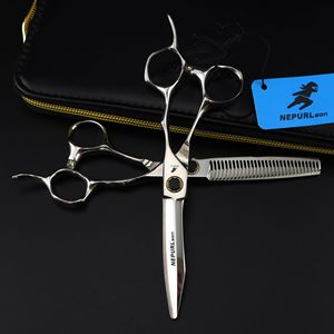 <span class=keywords><strong>Ciseaux</strong></span> de coiffure professionnels en acier inoxydable noir de 6,0 pouces F13 JP440C haut de gamme, <span class=keywords><strong>ciseaux</strong></span> plats et <span class=keywords><strong>ciseaux</strong></span> effilants à dents pour franges - Product Image 2