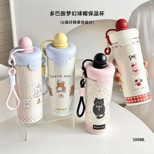 Stainless Steel Float Thermos Cup 500Ml With Straw Portable Cartoon Design For Children Students School Use - Product Image 1