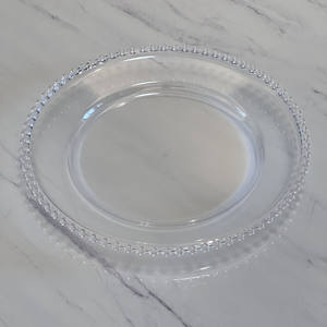 Vente flash Décoration <span class=keywords><strong>de</strong></span> mariage Assiette <span class=keywords><strong>de</strong></span> présentation ronde en plastique transparente <span class=keywords><strong>de</strong></span> 13 pouces <span class=keywords><strong>avec</strong></span> bord doré et perles dorées, argentées ou noires - Product Image 6