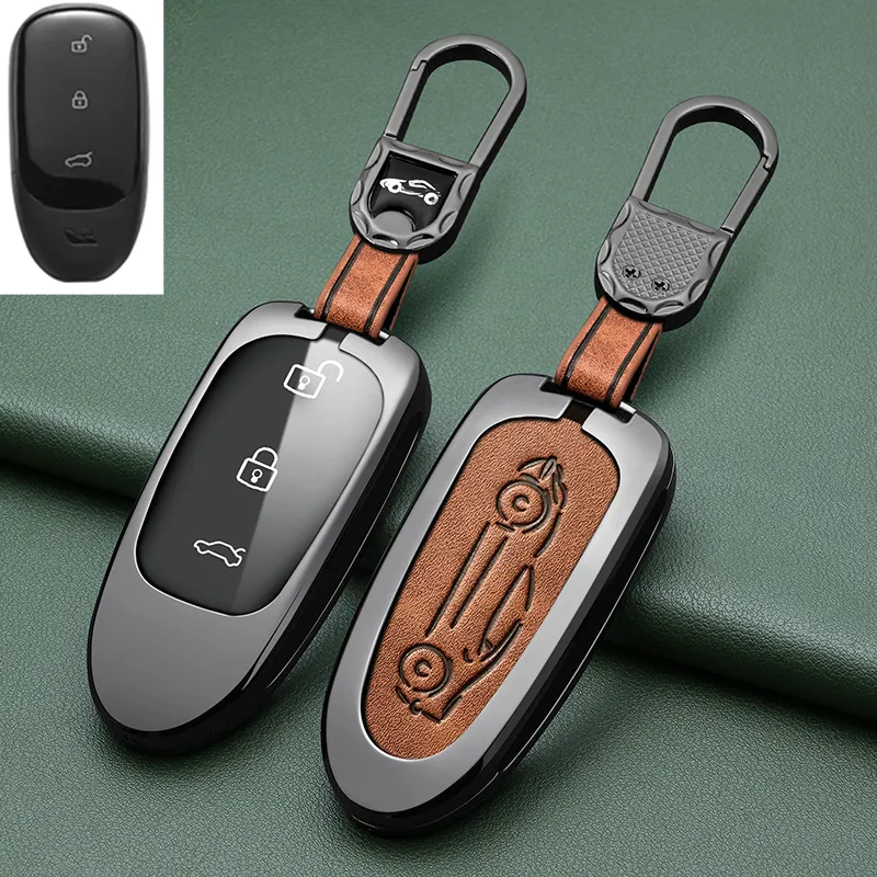 Liga de zinco Couro Car Smart Remote Key Fob Caso Capa Shell Bag para LIDERANDO IDEAL para LiXiang Li Auto ONE L7 L9 MAX L8 Acessor
