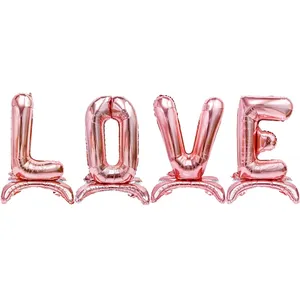 Rose gold 3D 40" standing LOVE letter A-Z alphabet foil balloon props for Valentine's Day Proposal Wedding party decor supplies