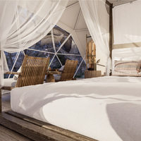 Dôme géodésique de luxe 2026 pour hôtel extérieur quatre saisons, tente de glamping avec tissu PVC, hébergement en dôme de resort