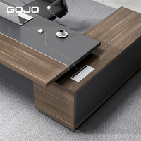Bureau de direction moderne en bois de luxe avec panneau décoratif, construction robuste, montage facile pour bureau à domicile et bâtiment commercial
