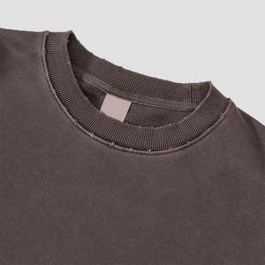 460 gsm poids lourd nouveau style col rond T-shirt personnalisé Vintage lavé à l'acide 100% coton hommes à manches longues t-shirts - Product Image 2