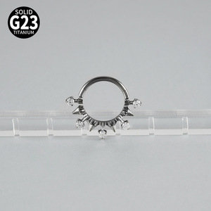 Anneau à clous en titane F136 et anneau clicker en CZ |   Bijoux <span class=keywords><strong>de</strong></span> piercing punk pour les oreilles et le <span class=keywords><strong>nez</strong></span>, pour les studios et les détaillants - Product Image 3