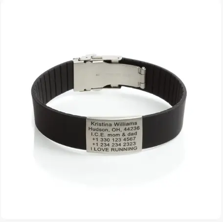 Bracelet de sport personnalisé en silicone pour alerte médicale