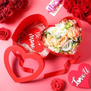 Gift Box Window PVC Letter Heart Shaped Flower <strong>Boxes</strong> with Lids Florist Double Layer Gift <strong>Paper</strong> <strong>Mache</strong> Box for Valentine's Day - Product Image 4