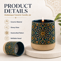 Pot à bougie en céramique vide, style Moyen-Orient, cylindrique, émaillé, pour décoration aromatique domestique, vente chaude