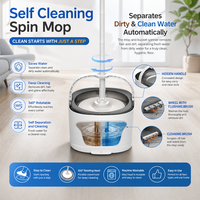 Ensemble serpillière électrique autonettoyante et seau avec tête rotative à 360° et séparation eau sale/eau propre pour le nettoyage des sols domestiques