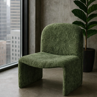 Fauteuil individuel de style nordique minimaliste moderne, en tissu velours rouge vin, durable, pour salon