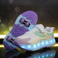 Nouvelles chaussures de roller à quatre roues pour enfants, roues détachables, dessus en cuir et en maille, décontractées, pour l'extérieur, roller pour jeunes garçons