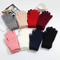 Gants unisexes pour adultes en gros, gants à doigts complets en laine épaisse et chaude, compatibles avec les écrans tactiles