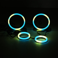 2PCS 100mm Anneau lumineux halo RGB avec diffuseur et effet yeux d'ange pour rétrofit de lentille de projecteur