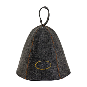 Un cappello da sauna in pura lana con un sigillo in caratteri dorati che dice <span class=keywords><strong>chi</strong></span> non può toccare la testa <span class=keywords><strong>di</strong></span> IT durante il riscaldamento. - Product Image 6