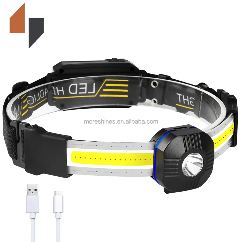 Headlamp 조정가능한 머리띠를 가진 재충전용 광속 조명 헤드라이트 500 루멘 LED 맨 위 램프