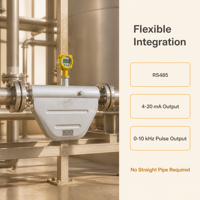 CMF DN25 1 Inch Coriolis Mass Flow Meter 25MPa Tipe Terintegrasi Akurasi 0,2% untuk Pengukuran Energi Gas