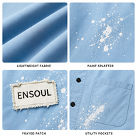 Vestes pour hommes en toile de marque premium, personnalisées, vintage, à col rabattu, avec broderie appliquée et motifs dessinés à la main, avec poches, style streetwear, OEM ODM