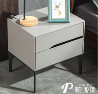 Table de chevet moderne pour chambre à coucher, petite commode avec peinture laquée + pieds en métal noir