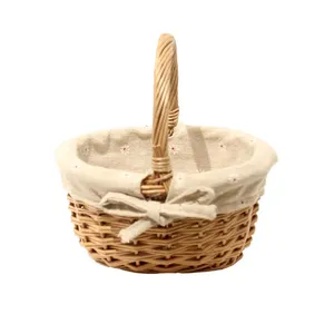 Kingwillow Factory Wicker Flower Basket for Thanksgiving Day Handle Gifts Fruit