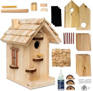 Kit de maison d'oiseau en bois bricolage pour construire l'artisanat du bois en plein air Freestyle peinture nichoir suspendu pour jardin cour décor cadeaux - Product Image 1