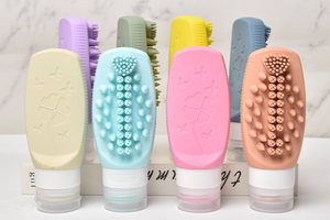 Bouteilles de voyage en silicone avec triple bouchon d'étanchéité, valve auto-scellante, approuvées TSA, anti-fuite, écologiques, design moderne, pour articles de toilette 0-1L - Product Image 5