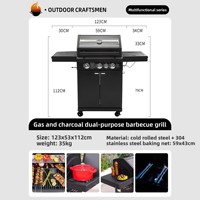 Parrilla de Gas Premium Estilo Americano, Equipo de Cocina para Exteriores de Alta Resistencia, Barbacoa de Acero Inoxidable sin Humo, Directo de Fábrica