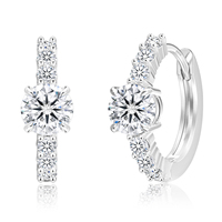 Anting-anting Hoop Perhiasan Berlapis Emas 14K Perak Sterling 925 dengan Berlian VVS Bersertifikat GRA, Anting-anting Huggie Moissanite untuk Wanita