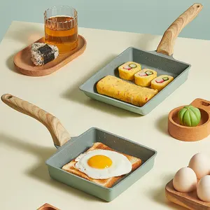 Tamago-Yaki-Pfanne im japanischen Stil mit Holzgriff Antihaft-Eier brötchens teak aus Maifan-Stein