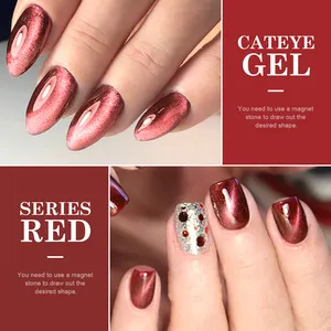 CX Wholesale Nail Supplies Custom Private Label UV Color Nail Cat Eye Gel Polish Red Queen Cateye Gel