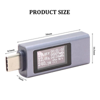 KWS-2301C penguji daya mobil, tampilan Digital, DC Power Meter multi-fungsi Ammeter 4-30v, USB ganda tipe-c pengisi daya telepon 12-24v