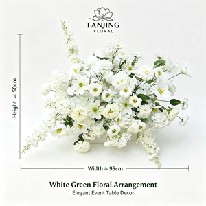 Composition florale artificielle en soie blanche pour allée de mariage, décoration de cérémonie, événementiel, vente en gros - Product Image 4
