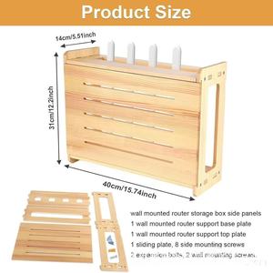 Boîte de rangement coulissante personnalisée pour routeur, meuble TV mural en bois, boîte de rangement dissimulée pour décodeur, bambou et bois. - Product Image 5