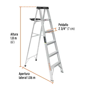 Escalera de 5 peldaños tipo III con bandeja, TRUPER, Caja 1 - Product Image 3