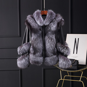 Giacca di pelliccia di volpe da donna alla moda con autentica pelle di pecora - Product Image 3