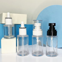 Autocollant personnalisé vide sérum 30ml 50ml 80ml flacons compte-gouttes d'huile PETG de toner en plastique plat coréen à paroi épaisse