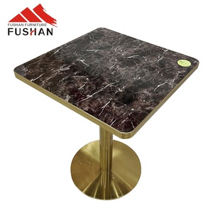 Tùy chỉnh phong cách hiện đại chất lượng cao vuông nhà hàng Dinning bảng ván ép và Laminate với khung kim loại với kim loại cạnh - Product Image 2