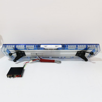 BIAOCHI 47'' 120cm Blaue LED-Warnleuchte für Krankenwagen, Dachmontage, 12V Sirenen-Lautsprecher, Alarm, Notfall-Blinklicht für Fahrzeuge