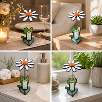 Karya Seni Kaca Patri Kustom Motif Bunga Daisy 3D Dekorasi Meja Penangkap Sinar Matahari Hadiah Ulang Tahun untuknya Dekorasi Rumah yang Dapat Disesuaikan