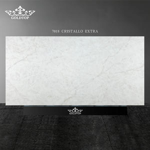 Goldtop 7018 Cristallo Extra PD Pierre Artificielle Blanc Quartz Imprimé Design Moderne Luxe Grande Dalle Polie Plan de Travail Hôtelier - Product Image 3
