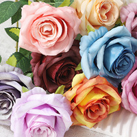 Rose artificielle moderne bleu Klein faite à la main, à bords roulés, en plastique, avec fonction de conservation de l'humidité, pour décoration intérieure, livraison rapide