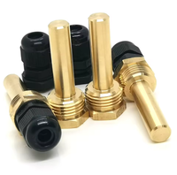 Tabung Sekrup Kuningan Kustom CNC Machined Thermowell dengan Desain Pengeboran dan Bertingkat untuk Instrumen Temperatur OEM