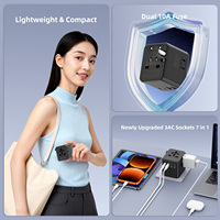 Adaptador de Viaje Universal Wontravel de 17W con Enchufe Eléctrico y Puerto USB, Adaptador de Corriente Universal con 3 Tomas de CA