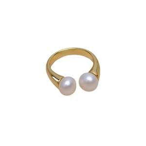 Bague ouverte en argent S925 Wenchi avec double perle 17076, réglable, pour femme, accessoires de bijoux DIY, style incrustation tendance, Chine - Product Image 5
