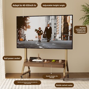 Soporte de <span class=keywords><strong>TV</strong></span> Multifuncional Móvil de Madera Maciza de Estilo Nórdico Moderno con Estantes para Sala de Estar y Dormitorio - Product Image 2