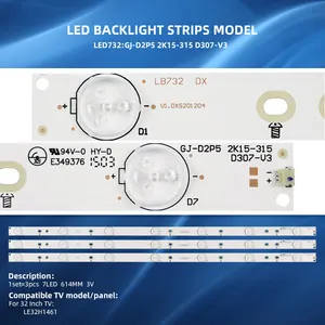 Tiras LED Para TV GJ-D2P5 2K15-315 D307-V3 LED Backlight Strip Replacement For LCD TV 32PFT4309 32PHT4101 32PFK4309 LE32H1461 32